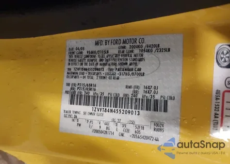 2005 Ford Mustang from USA, damaged, VIN 1ZVFT84N455209013